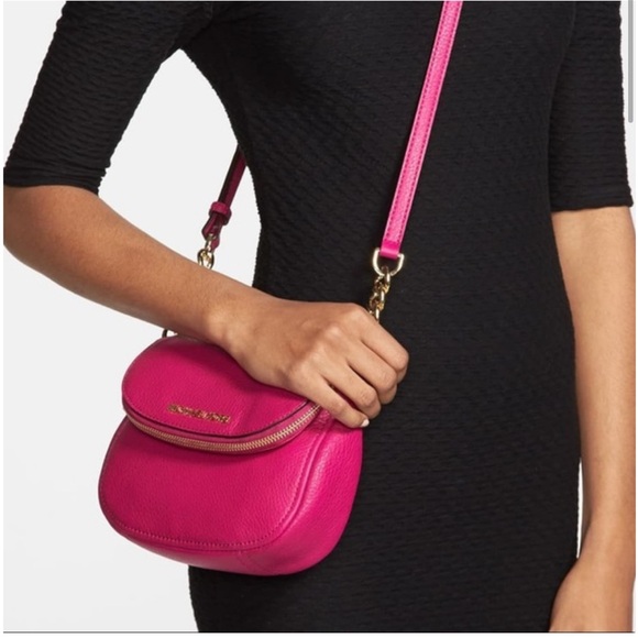 Michael Kors Handbags - Michael Kors Bedford flap Small Pebbled Leather Crossbody Bag – Fuchsia Pink